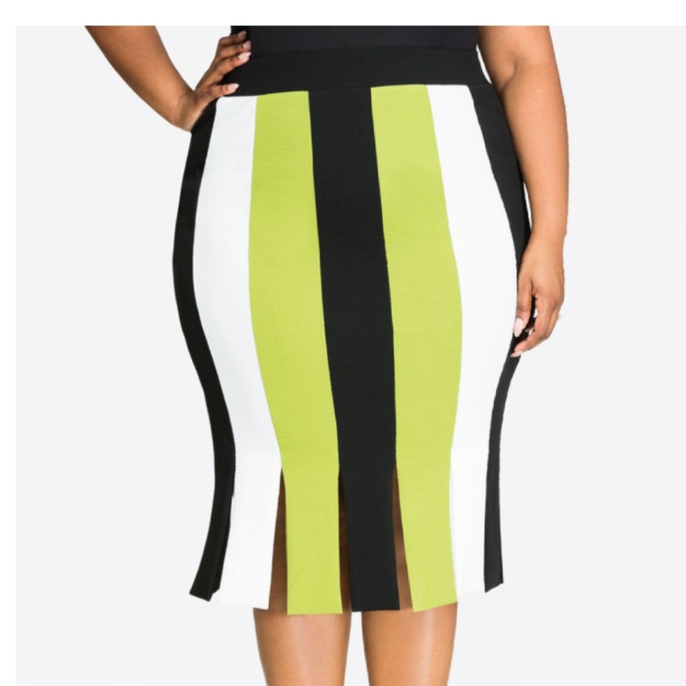 TEXTURED STRIPE CARWASH PENCIL SKIRT